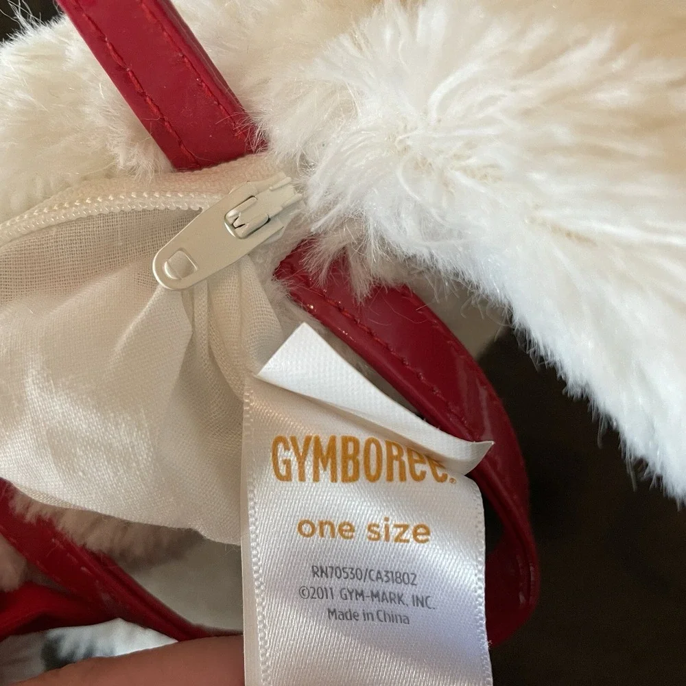 Gymboree Plush Cat Purse Kids One Size White Excellent Cherry Hat Bow Handbag